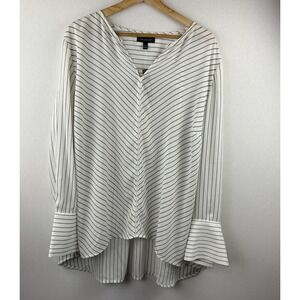 The Limited Tunic Blouse Womens 2X NEW Pinstripe Career Professional Button Cuff
